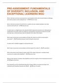 PRE-ASSESSMENT: FUNDAMENTALS OF DIVERSITY, INCLUSION, AND EXCEPTIONAL LEARNERS WGU   RATED 100% CORRECT!!