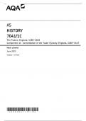 AQA AS HISTORY PAPER 1C JUNE 2023 MARK SCHEME (7041/1C: The Tudors: England, 1485–1603 Component 1C Consolidation of the Tudor Dynasty: England, 1485–1547nt 1A The Crusader states and Outremer, c1071–1149)