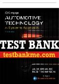 Test Bank For Automotive Technology:  A Systems Approach - 7th - 2020 All Chapters - 9781337794213