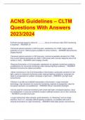 ACNS Guidelines – CLTM Questions With Answers  2023/2024