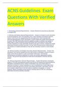 ACNS Guidelines Exam  Questions With Verified  Answers