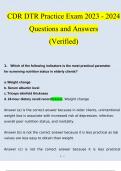 CDR DTR Practice Exam Questions and Answers (2023 / 2024) (Verified Answers)