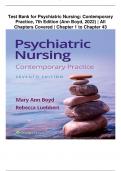 Test Bank for Psychiatric Nursing: Contemporary Practice, 7th Edition (Ann Boyd, 2022) | All Chapters Covered | Chapter 1 to Chapter 43