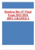 Hondros Bio 117 Final Exam 2023-2024