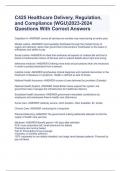 C425 Healthcare Delivery, Regulation, and Compliance (WGU)2023-2024 Questions With Correct Answers