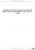 Test Bank for Critical Care Nursing: Diagnosis and Management 9th Edition By Linda D. Urden; Kathleen M. Stacy; Mary E. Lough Complete Guide A+