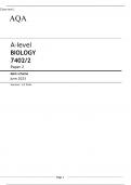 AQA A-level BIOLOGY 7402/2 Paper 2 Mark scheme June 2023