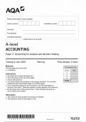 AQA A LEVEL ACCOUNTING PAPER 2 -JUNE 2023 ( QUESTION PAPER)  Accounting for analysis and decision-making