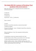 Rio Salado BIO 201 Anatomy & Physiology Final questions with correct answers