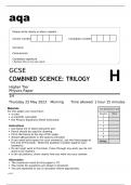 Aqa GCSE Combined Science (Trilogy) 8464-P-1H Question Paper May2023.