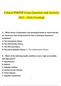 Clinical PMHNP Exam  questions and answers Latest 2023 - 2024 100% correct answers