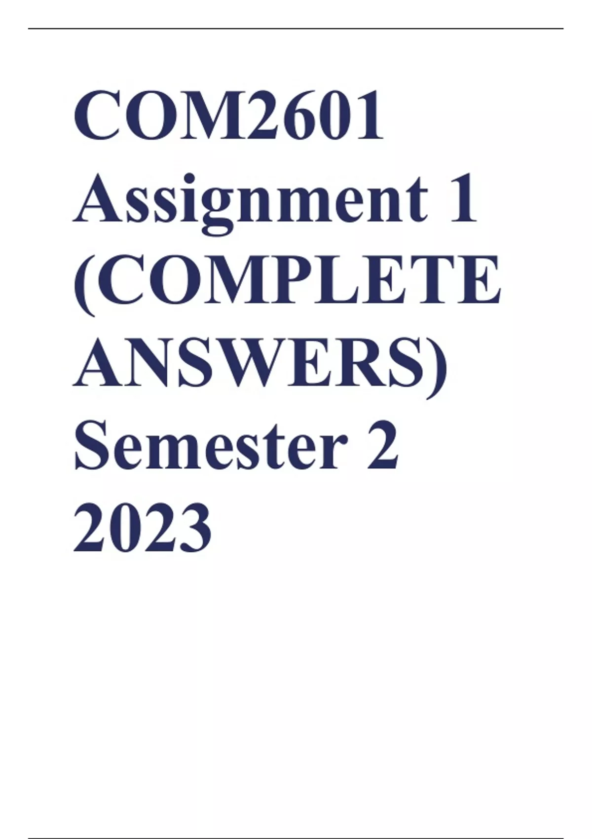 COM2601 Assignment 1 (COMPLETE ANSWERS) Semester 2 2023 ...