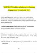     WGU D033 Healthcare Information Systems Management Exam Guide    questions and answers Latest 2023 - 2024 100% correct answers