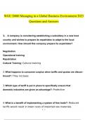 WGU D080 Managing in a Global Business Environment  questions and answers Latest 2023 - 2024 100% correct answers