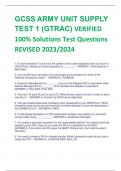 GCSS ARMY UNIT SUPPLY  TEST 1 (GTRAC) VERIFIED  100% Solutions Test Questions REVISED 2023/2024