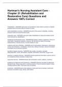  Hartman's Nursing Assistant Care - Chapter 21 (Rehabilitation and Restorative Care) Questions and Answers 100% Correct