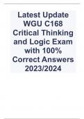 WGU C168 Critical Thinking and Logic Exam Full Bundle Latest Update 2023/2024