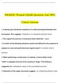 NSG6020- Women's Health Study Guide review with Complete Solutions.