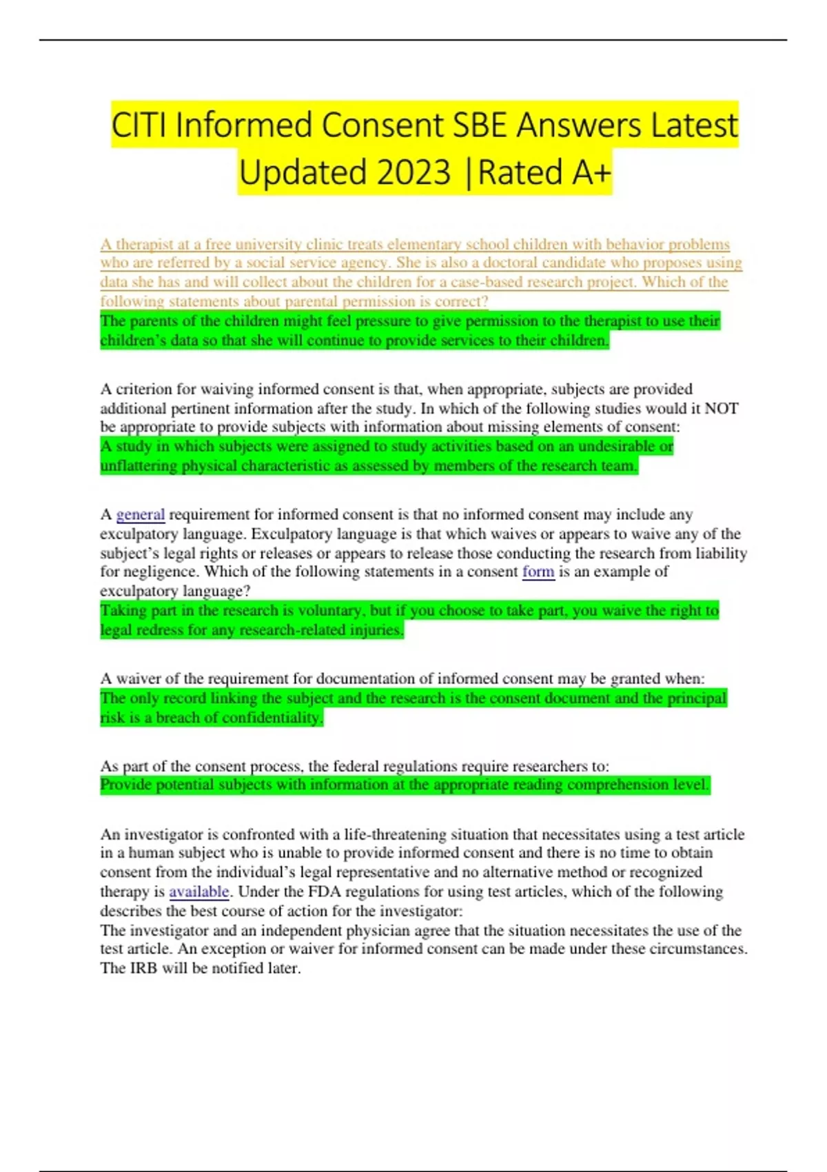 As Part Of The Consent Process The Federal Regulations Require Researchers To Ensure Compliance