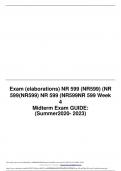 Exam (elaborations) (NR599NR 599 Week 4 Midterm Exam GUIDE: (Summer2020- 2023)