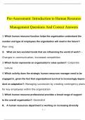 WGU C232 Intro To HR - Pre-Assessment Exam With 100% Correct Answers 2023