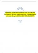 Complete Test Bank Foundations and Adult Health Nursing 9th Edition Cooper Questions & Answers with rationales (Chapter 1-58)LATEST 2023 GRADED A+