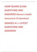 AGNP BOARD EXAM QUESTIONS AND ANSWERS Women’s Health Assessment (70 Questions) GRADED A++ LATEST QUESTIONS AND ANSWERS