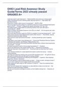 OHIO Lead Risk Assessor Study Guide/Terms 2023 already passed GRADED A+