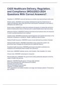 C425 Healthcare Delivery, Regulation, and Compliance (WGU)2023-2024 Questions With Correct Answers!!