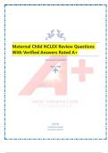 Maternal Child NCLEX Review Questions With Verified Answers Rated A+