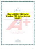 Maternal Child NCLEX Review Questions With Verified Answers Rated A+
