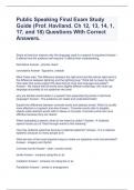 Public Speaking Final Exam Study Guide (Prof. Haviland. Ch 12, 13, 14, 1, 17, and 18) Questions With Correct Answers.