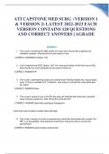 ATI CAPSTONE MED SURG (VERSION 1 & VERSION 2) LATEST 2022-2023 EACH VERSION CONTAINS 120 QUESTIONS AND CORRECT ANSWERS | AGRADE