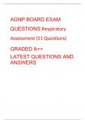 AGNP BOARD EXAM QUESTIONS Respiratory Assessment (51 Questions) GRADED A++ LATEST QUESTIONS AND ANSWERS