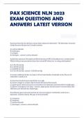 PAX SCIENCE NLN 2023 EXAM QUESTIONS AND  ANSWERS LATEST VERSION