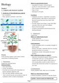 Summary of support structure in plants grade 11