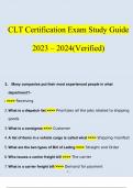 CLT Certification Exam Study Guide Questions and Answers (2023 / 2024) (Verified Answers)
