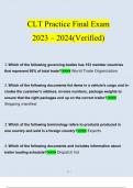 CLT Practice Final Exam Questions and Answers (2023 / 2024) (Verified Answers)  