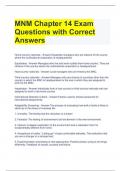 MNM Chapter 14 Exam Questions with Correct Answers 