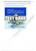 TEST BANK FOR LEHNINGER PRINCIPLES OF BIOCHEMISTRY 7TH EDITION| DAVID L. NELSON; MICHAEL M. COX