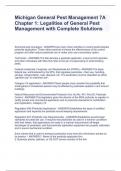 Michigan General Pest Management 7A Chapter 1: Legalities of General Pest Management with Complete Solutions