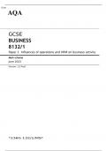 AQA GCSE BUSINESS Paper 1 JUNE 2023 MARK SCHEME: Influences of operations and HRM on business activity