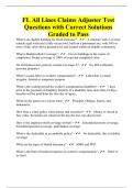 FL All Lines Claims Adjuster Test Questions with Correct Solutions Graded to Pass