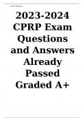 2023-2024 CPRP Exam Questions and Answers Already Passed Graded A+