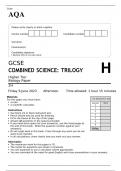 AQA GCSE COMBINED SCIENCE TRILOGY Higher Tier Biology Paper 2 JUNE 2023 QUESTION PAPER AND MARK SCHEME