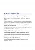 CLA Final Practice Test Questions & Answers 2023 ( A+ GRADED 100% VERIFIED)