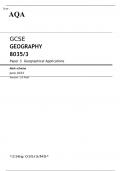 AQA GCSE GEOGRAPHY Paper 3 JUNE 2023 MARK SCHEME: Geographical Applications