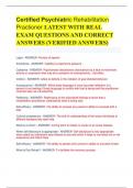 Certified Psychiatric Rehabilitation Practioner LATEST WITH REAL EXAM QUESTIONS AND CORRECT ANSWERS (VERIFIED ANSWERS)