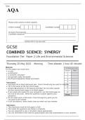 AQA GCSE COMBINED SCIENCE SYNERGY Foundation Tier Paper 2 JUNE 2023 QUESTION PAPER: Life and Environmental Sciences