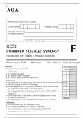 AQA GCSE COMBINED SCIENCE SYNERGY Foundation Tier Paper 3 JUNE 2023 QUESTION PAPER: Physical Sciences